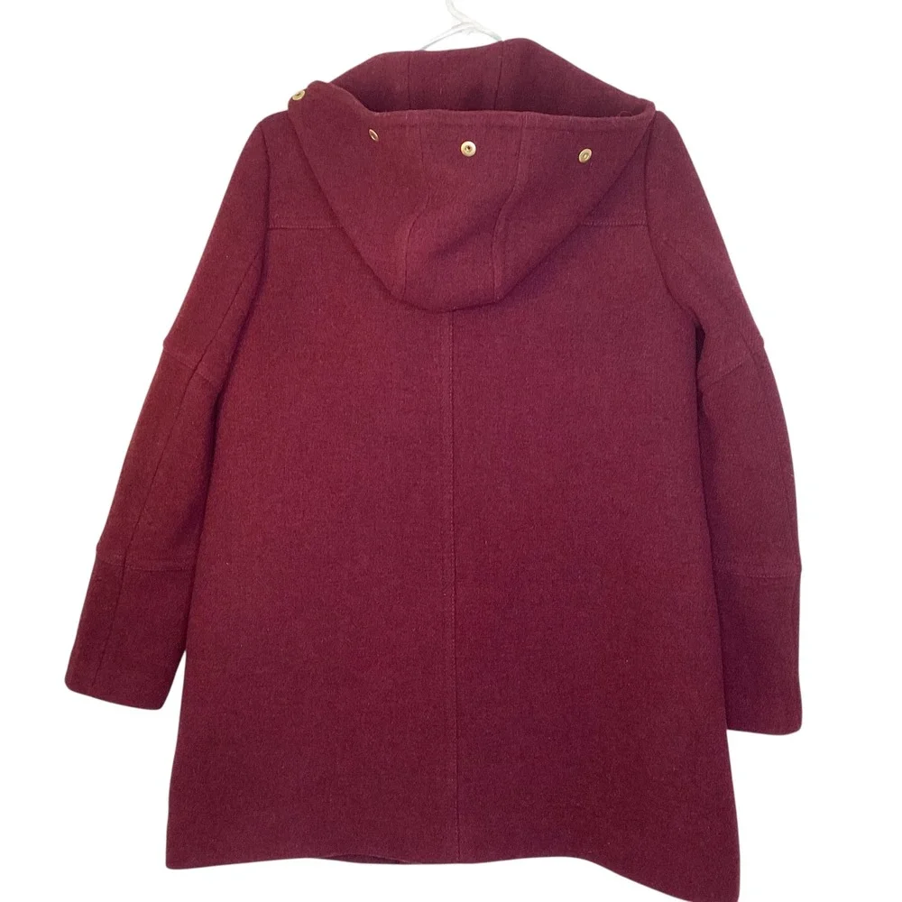 J.Crew Women Stadium Cloth Wool Parka Nello Gori Burgundy Hooded Coat Size 6 EUC - Picture 6 of 12